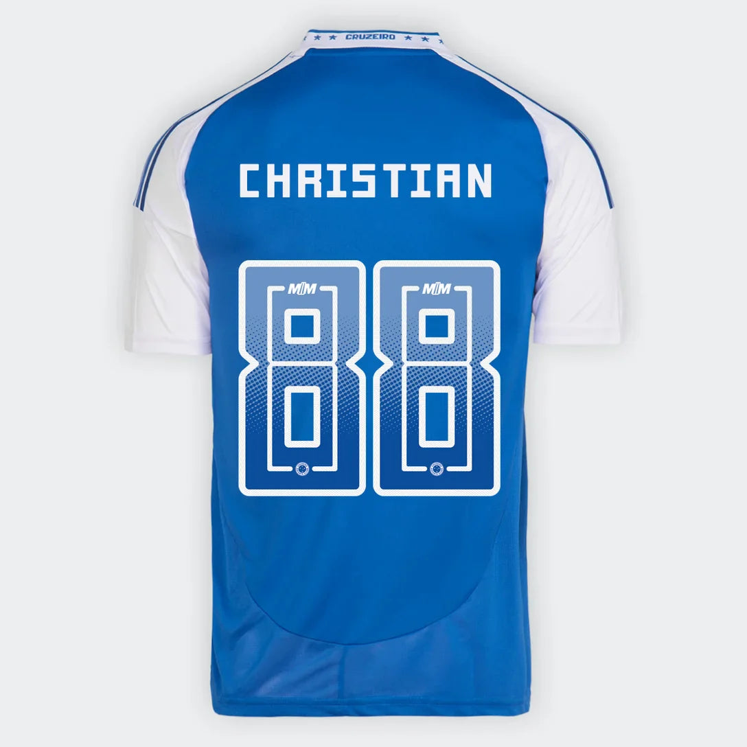 Camisa Cruzeiro I 25/26 - Christian nº 88 - Torcedor Adidas Masculina - Azul