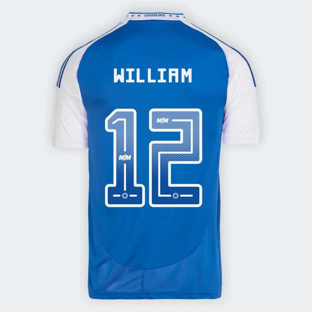 Camisa Cruzeiro I 25/26 - William nº 12 - Torcedor Adidas Masculina - Azul