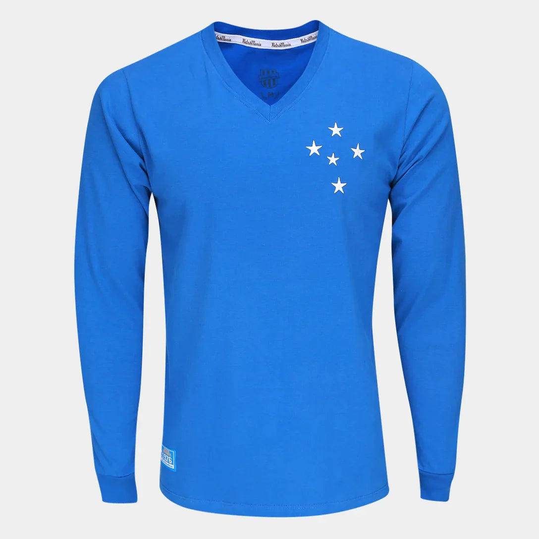 Camisa Cruzeiro RetrôMania Libertadores 1976 Manga Longa Masculina - Azul