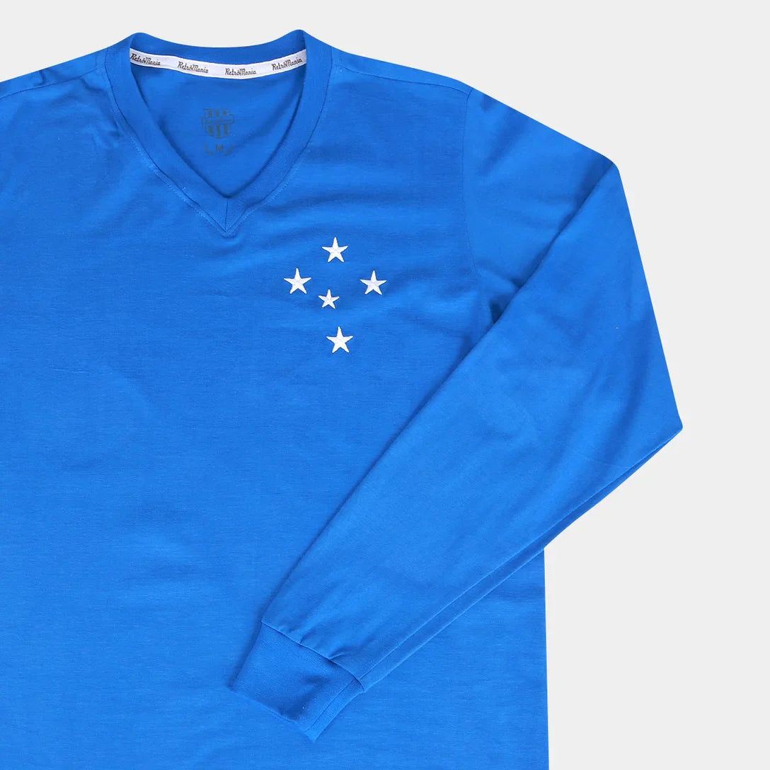 Camisa Cruzeiro RetrôMania Libertadores 1976 Manga Longa Masculina - Azul