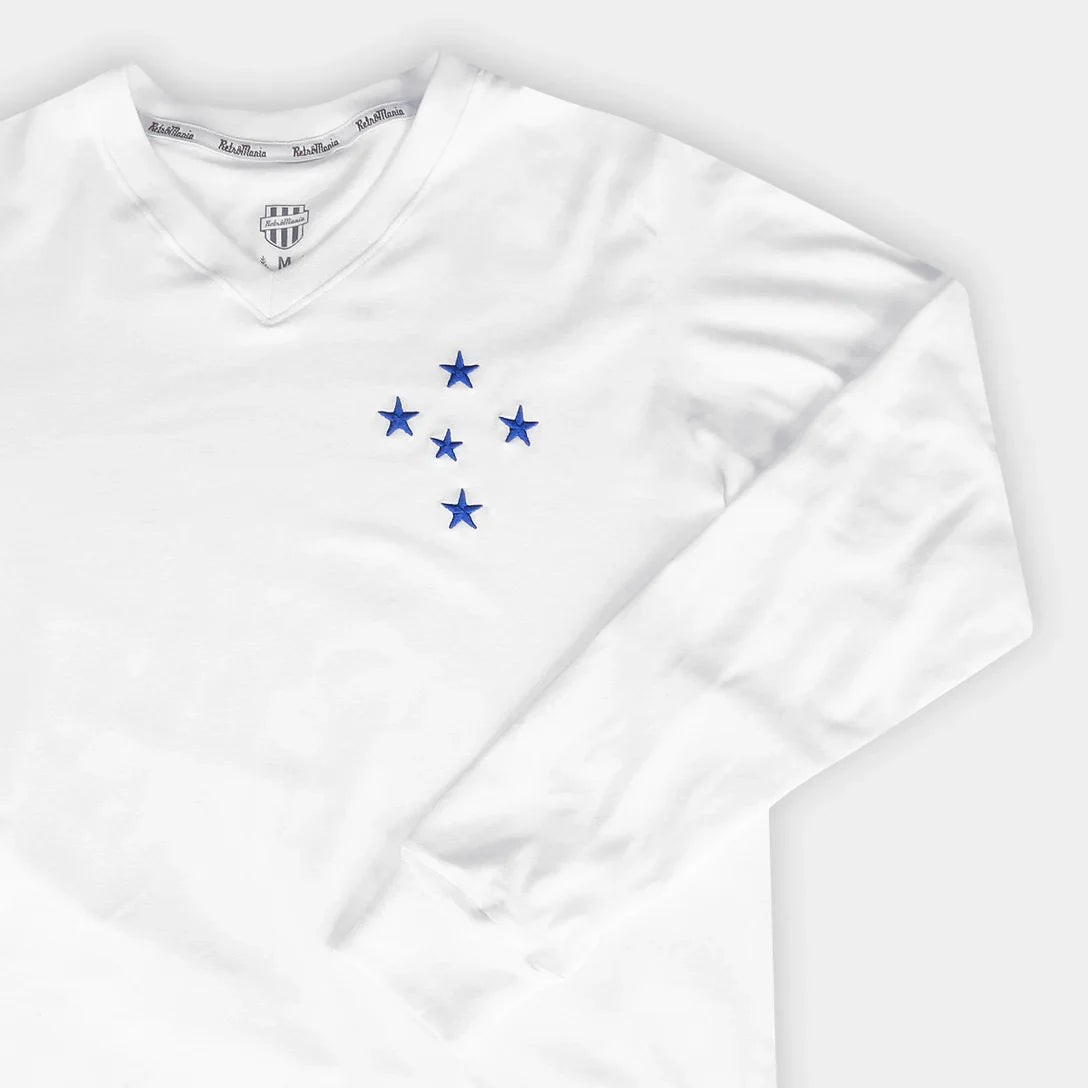 Camisa Cruzeiro RetrôMania Libertadores 1976 Manga Longa Masculina - Branco