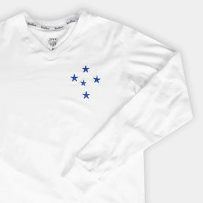 Camisa Cruzeiro RetrôMania Libertadores 1976 Manga Longa Masculina - Branco